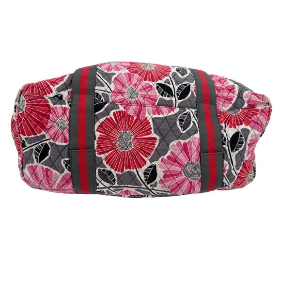 Vera Bradley Quilted Floral Duffle Bag With Black & Red Straps - Picture 4 of 9